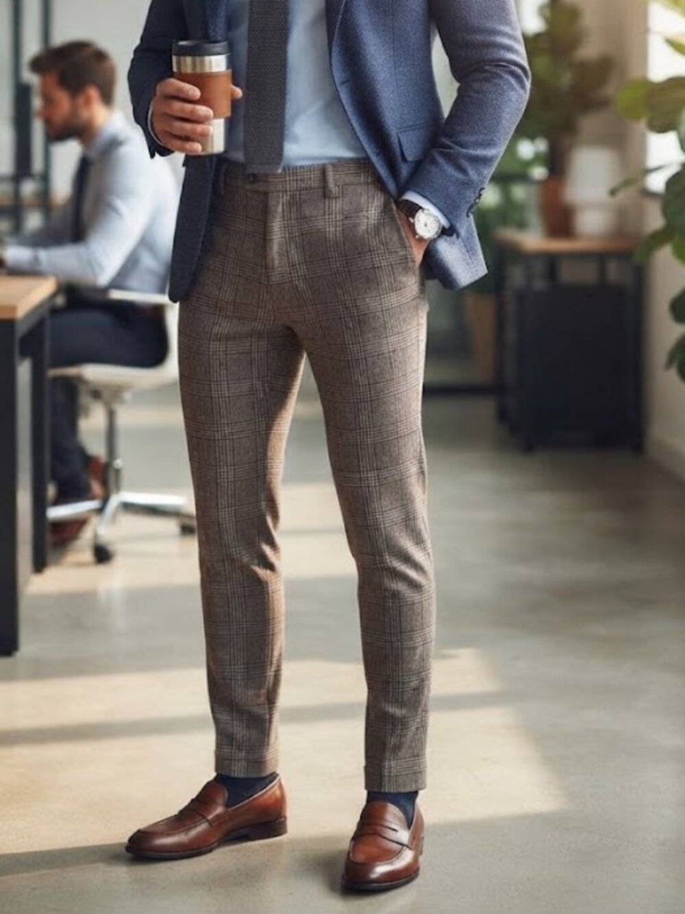 Dockers Smart 360 Flex Plaid Dress Pants Men's Brown Gray Glen Check Trousers